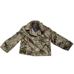 Donna Slayer's Fabulous Furs Leopard Print Faux Fur Jacket Women's Size M